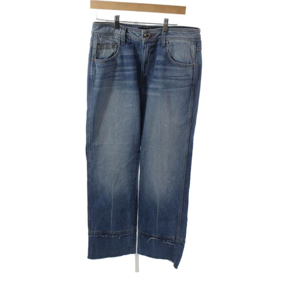 Brandon Maxwell Unisex Adults Straight Jeans High Waist Blue Cotton Zip Size 29